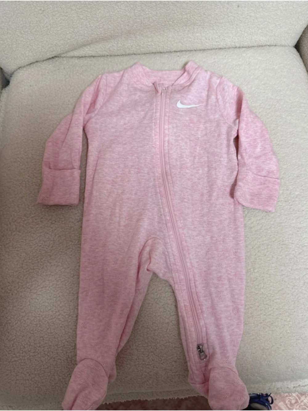 Nike Pink Footed Baby One-Piece Romper with Swoosh